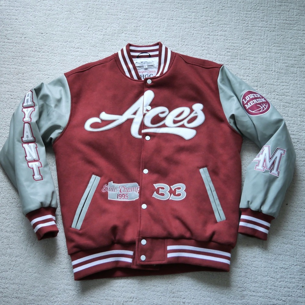 Headgear Classics Kobe Bryant Lower Merion Aces Varsity Jacket XL Maroon Grey